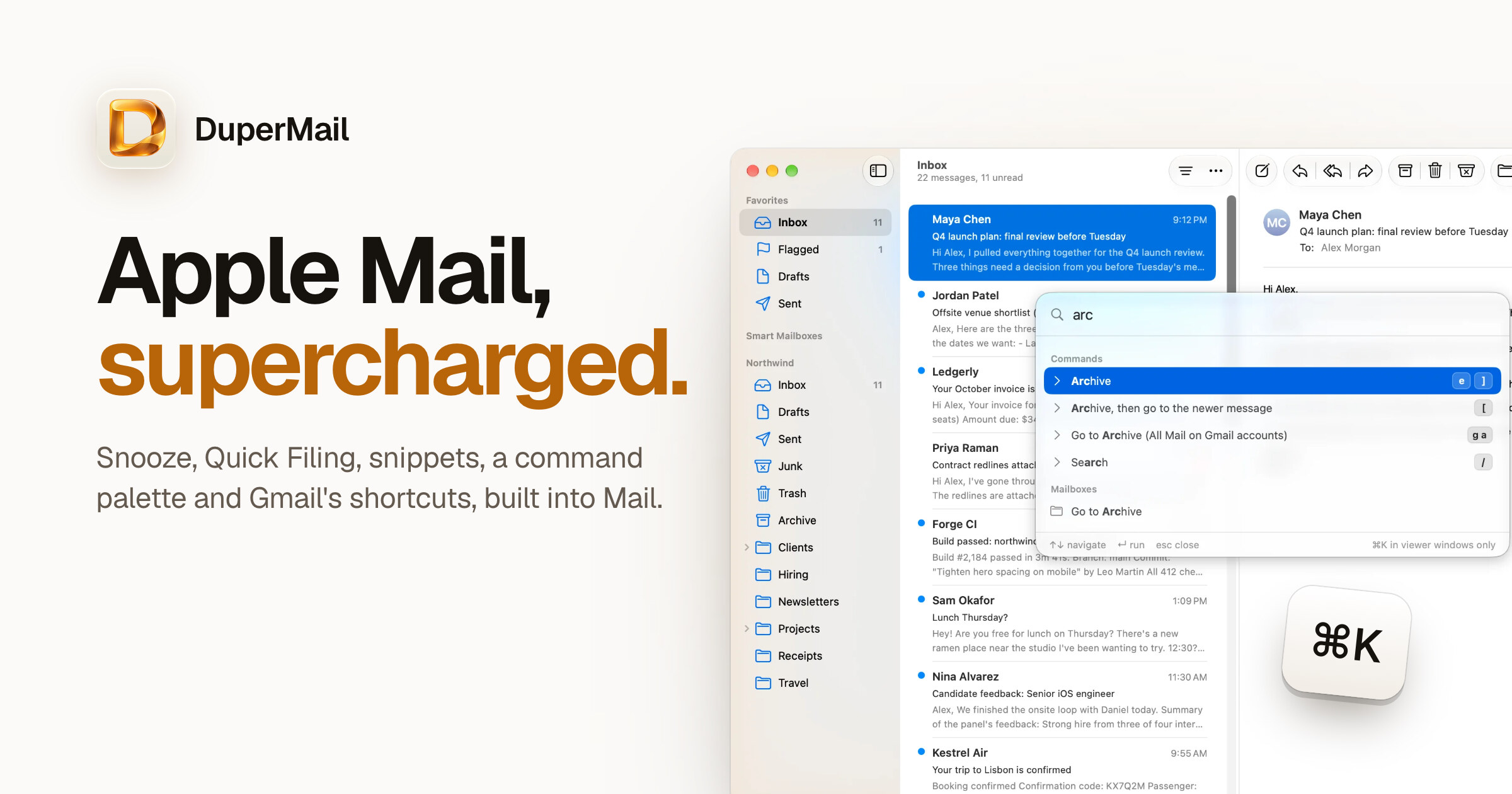 DuperMail brings Gmail's keyboard shortcuts (and more) to Apple Mail
